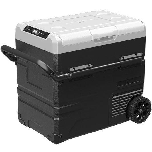 ROVIN 55L PORTABLE DUAL ZONE TROLLEY FRIDGE/FREEZER WITH BATTERY PORT AND SOLAR INPUT - GH2242