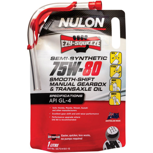 NULON SS75W80-1E SEMI SYNTHETIC 75W-80 SMOOTH SHIFT MANUAL GEARBOX AND TRANSAXLE OIL 1L
