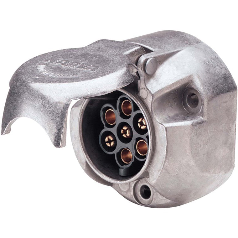 NARVA 7 PIN LARGE ROUND METAL TRAILER SOCKET - 82062BL