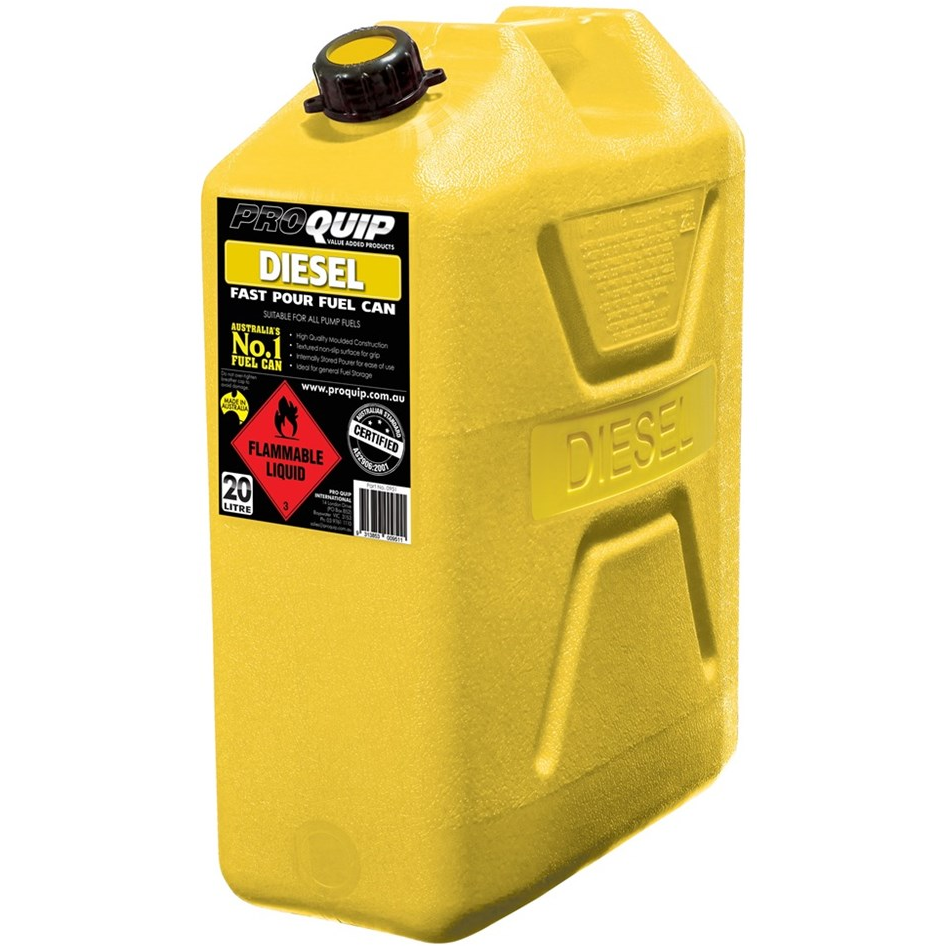 PRO QUIP 20 LITRE FAST FLOW PLASTIC FUEL CAN - YELLOW DIESEL - 951