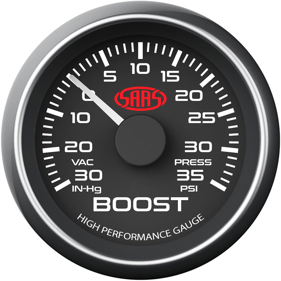 SAAS SG-TB52B1 MUSCLE SERIES - BOOST GAUGE 30INHG-35PSI 52MM BLACK