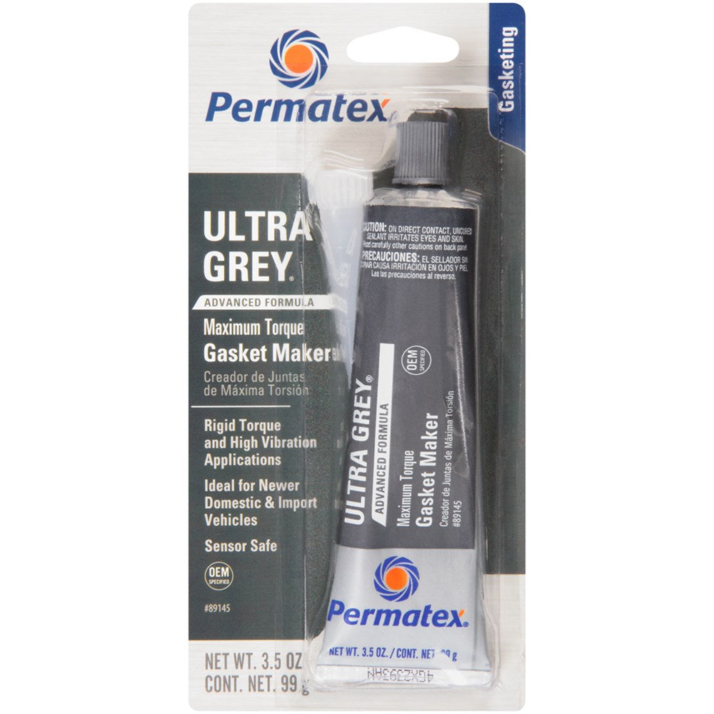 PERMATEX ULTRA GREY HIGH TORQUE RTV SILICONE GASKET MAKER 99G - 89145PERMATEX ULTRA GREY HIGH TORQUE RTV SILICONE GASKET MAKER 99G - 89145