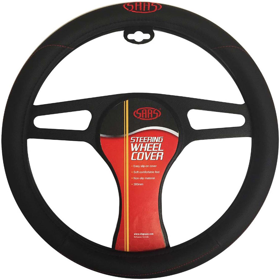 SAAS SWC005 STEERING WHEEL COVER BLACK 380MM